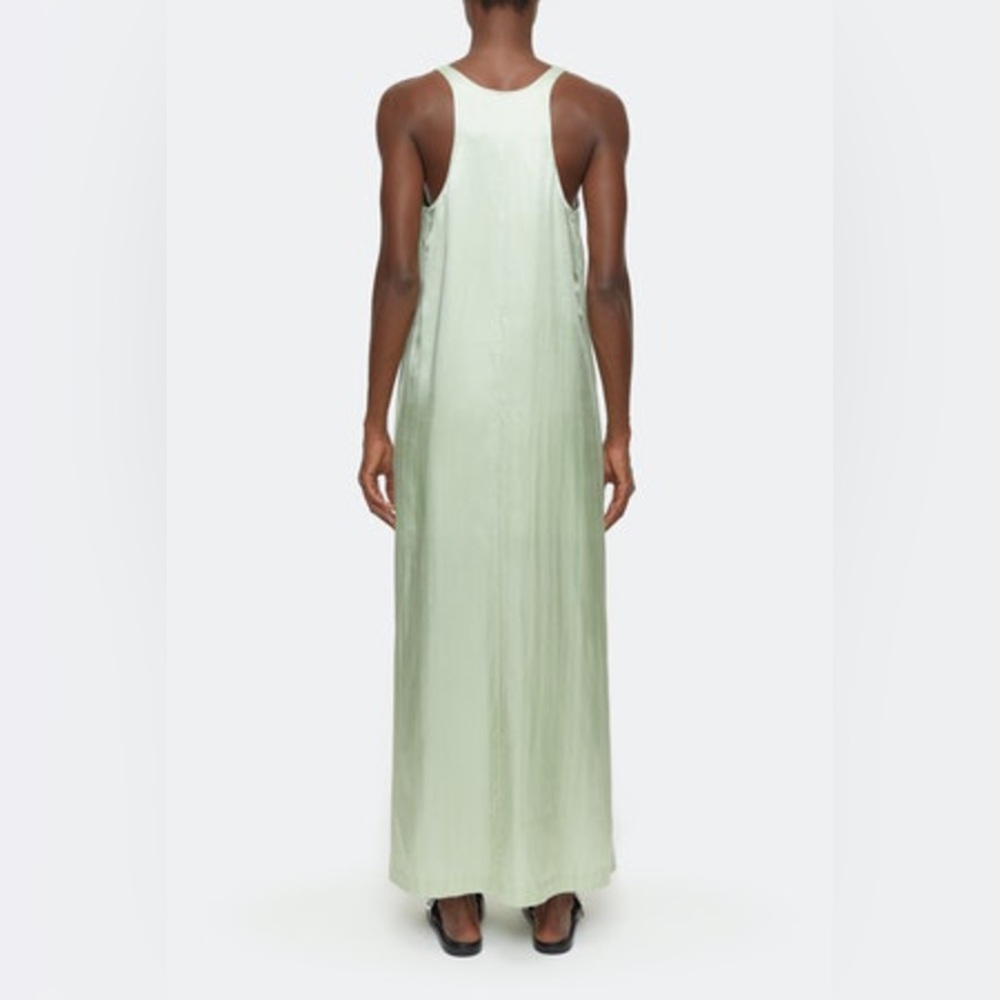 Closed Sleeveless Satin Maxi Dress in Limonada - Picture 2 of 13